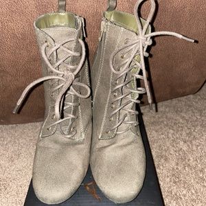 Army green ankle boots